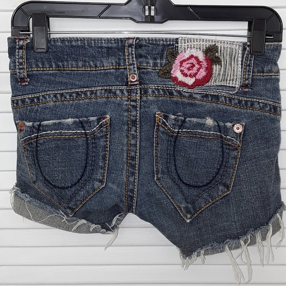 Denim Distressed Ripped Frayed Jeans Shorts - Picture 2 of 8